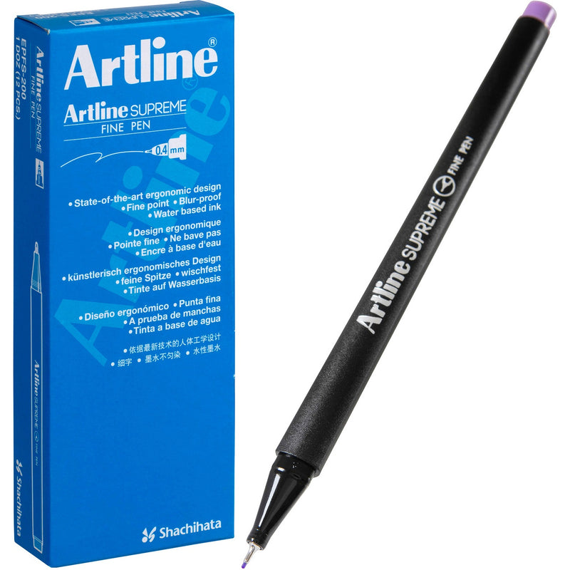 Artline Supreme Fineline Pen 0.4mm Pastel Purple Box 12