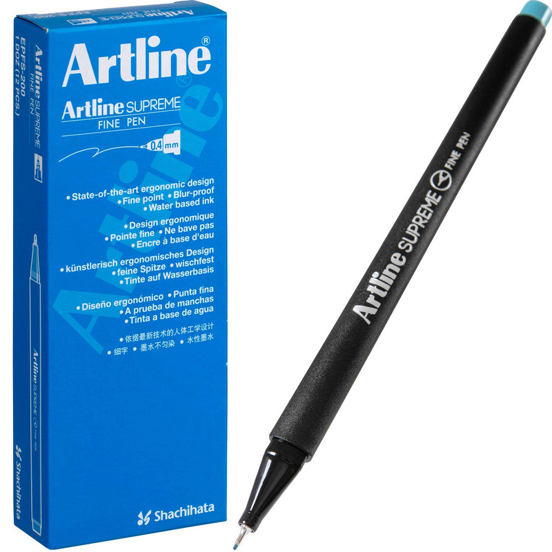 Artline Supreme Fineline Pen 0.4mm Pastel Turquoise Box 12