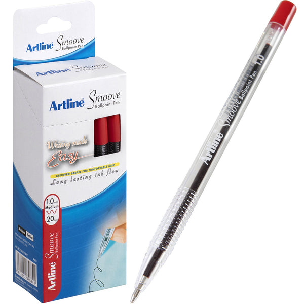 Artline Smoove Ballpoint Pen 1mm Red Box 20