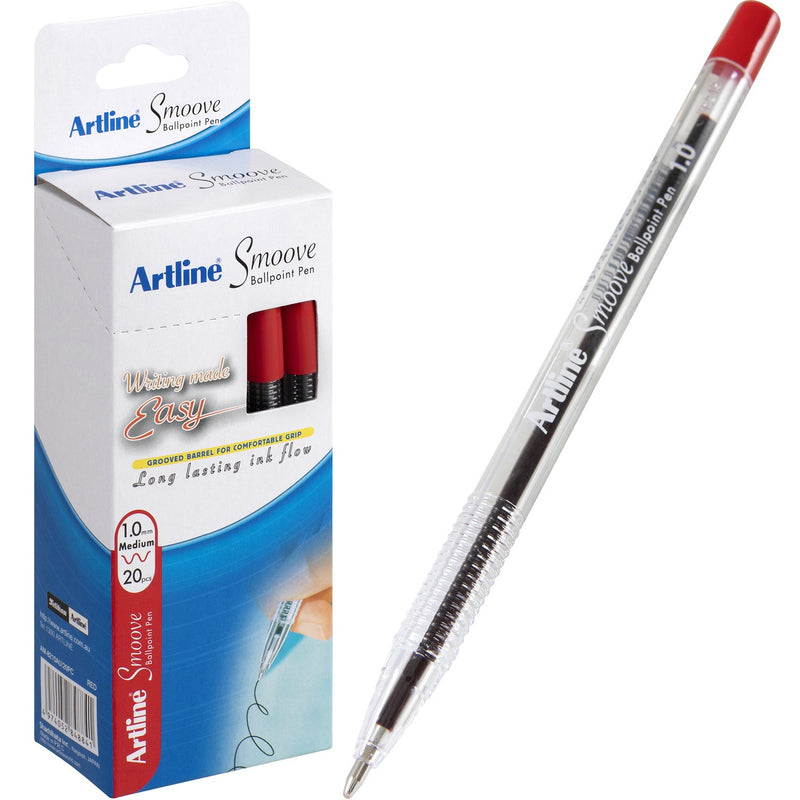 Artline Smoove Ballpoint Pen 1mm Red Box 20