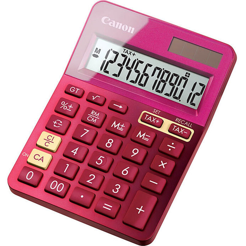 Canon LS-123M Calculator 12 Digit Dual Power Solar Metallic Pink