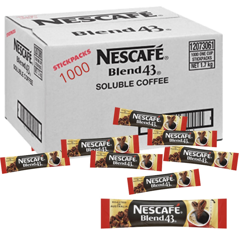 Nescafe Blend 43 Instant Coffee 1.7G Sticks Sachets Box 1000 Bulk