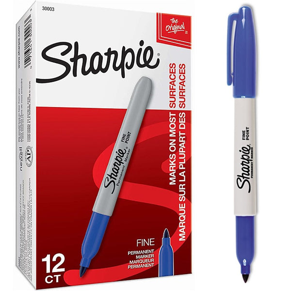 Sharpie Permanent Marker Fine Point 1.0mm Blue Box 12