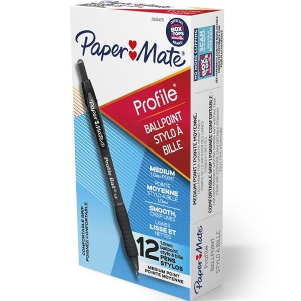 Papermate Profile BallPoint 1.0mm Medium Pen Black Box 12