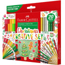Faber-Castell 20pc Christmas Creative Set Markers Coloured Pencils Metallic Silver Gold