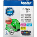 Brother LC432 Ink Cartridge Colour Set Cyan/Magenta/Yellow Genuine LC-432