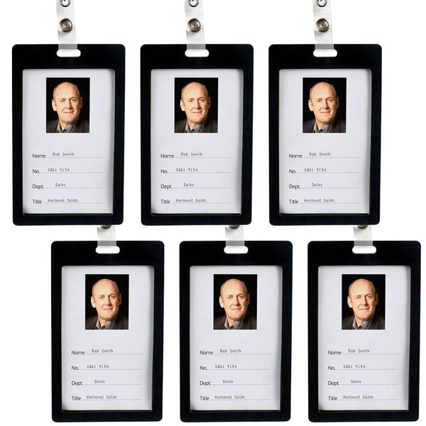 Rexel Id Coloured Plastic Card Holder Portrait Black Pack 6