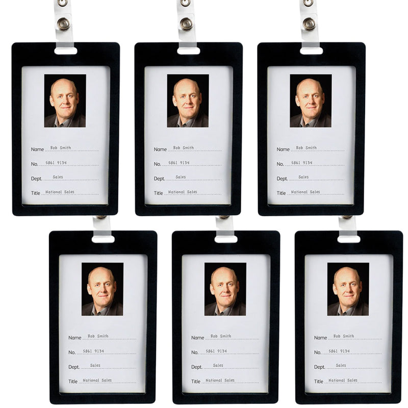 Rexel Id Coloured Plastic Card Holder Portrait Black Pack 6