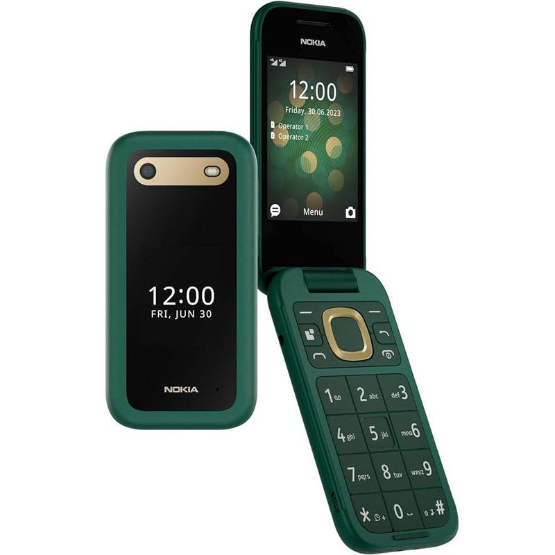 Nokia 2660 Flip Mobile Phone 128MB 2.8" 4G Unlocked Dual Sim Green 1GF012HPJ1A05 - SuperOffice