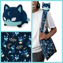 Tee Turtle - Plushie Tote Bag - Dark Blue Moon Foxes Tote Bag and Dark Blue Moon Fox Plushie
