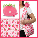 Tee Turtle - Plushie Tote Bag - Pink Strawberry Cats Tote Bag and Pink Strawberry Cat Plushie