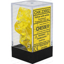 D7-Die Set Dice Translucent Polyhedral Yellow/White 7 Dice in Display