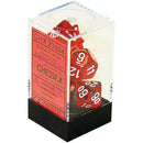 D7-Die Set Dice Translucent Polyhedral Red/White 7 Dice in Display