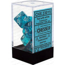 D7-Die Set Dice Translucent Polyhedral Teal/White 7 Dice in Display