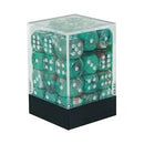 D6 Dice Marble 12mm Oxi-Copper/White 36 Dice in Display