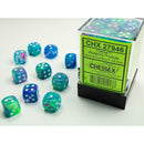 Chessex D6 DiceFestive 12mm d6 Waterlily/white Dice Block 36 dice