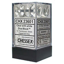 D6 Dice Translucent 16mm Clear/White 12 Dice in Display