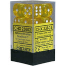 Chessex D6 Translucent 16mm d6 Yellow/white Dice Block 12 dice