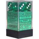 Chessex D6 Translucent 16mm d6 Green/white Dice Block 12 dice