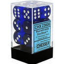 Chessex D6 Translucent 16mm d6 Blue/white Dice Block 12 dice
