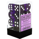 Chessex D6 Translucent 16mm d6 Purple/white Dice Block 12 dice
