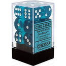Chessex D6 Translucent 16mm d6 Teal/white Dice Block 12 dice