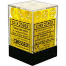 D6 Dice Translucent 12mm Yellow/White 36 Dice in Display