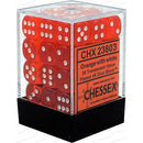D6 Dice Translucent 12mm Orange/White 36 Dice in Display