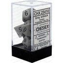 D7-Die Set Dice Opaque Polyhedral Dark Grey/Black 7 Dice in Display