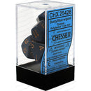 D7-Die Set Dice Opaque Polyhedral Dusty Blue/Copper 7 Dice in Display