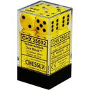 D6 Dice Opaque 16mm Yellow/Black 12 Dice in Display