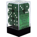 Chessex D6 Opaque 16mm d6 Green/white Dice Block 12 dice