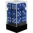 D6 Dice Opaque 16mm Blue/White 12 Dice in Display