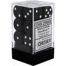 D6 Dice Opaque 16mm Black/White 12 Dice in Display