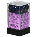 D6 Dice Speckled 16mm Golden Cobalt 12 Dice in Display