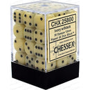D6 Dice Opaque 12mm Ivory/Black 36 Dice in Display