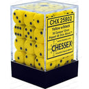 D6 Dice Opaque 12mm Yellow/Black 36 Dice in Display