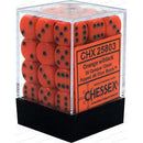 D6 Dice Opaque 12mm Orange/Black 36 Dice in Display