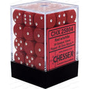 D6 Dice Opaque 12mm Red/White 36 Dice in Display