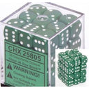 D6 Dice Opaque 12mm Green/White 36 Dice in Display