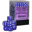 D6 Dice Opaque 12mm Purple/White 36 Dice in Display