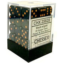 Chessex D6 Opaque 12mm d6 Black/gold Dice Block 36 dice