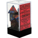 D7-Die Set Dice Gemini Polyhedral Blue-Red/Gold 7 Dice in Display