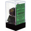 D7-Die Set Dice Gemini Polyhedral Green-Purple/Gold 7 Dice in Display