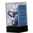 D7-Die Set Dice Gemini Polyhedral Astral Blue-White/Red 7 Dice in Display