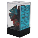 D7-Die Set Dice Gemini Polyhedral Red-Teal/Gold 7 Dice in Display