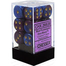 Chessex D6 Gemini 16mm d6 Blue-Purple/gold Dice Block 12 dice