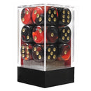 Chessex D6 Gemini 16mm d6 Black-Red/gold Dice Block 12 dice