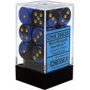 Chessex D6 Gemini 16mm d6 Black-Blue/gold Dice Block 12 dice