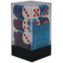 Chessex D6 Gemini 16mm d6 Astral Blue-White/red Dice Block 12 dice